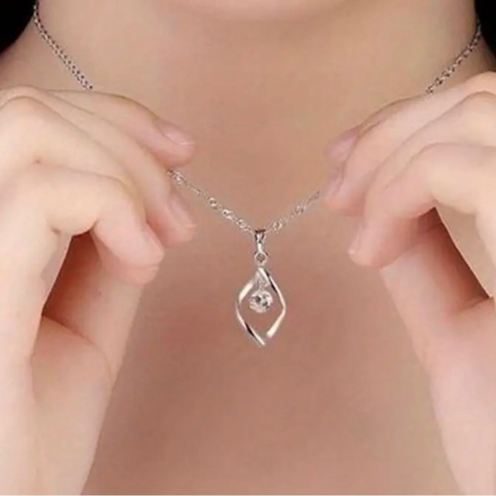 Floating Water Drop Crystal Necklace - Picture 2 of 5